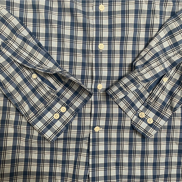Johnnie-O Navy and White Plaid Shirt - Picture 6 of 14